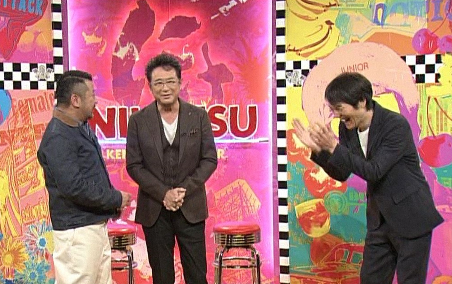 左からケンドーコバヤシ、船越英一郎、千原ジュニア。(c)読売テレビ