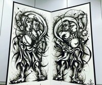 くっきーをモデルに描かれた屏風絵。