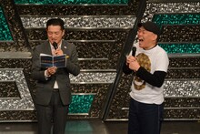 MCを務めた（左から）キクチウソツカナイ。、千原せいじ。