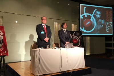 2018年4月のフジテレビ番組改編記者発表に出席した、フジテレビの（左から）山崎亮介氏、立本洋之氏。