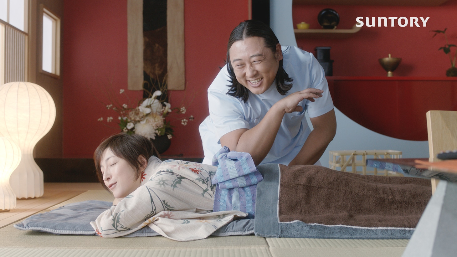 CM「温泉上がりでスッキリ 2018春」のワンシーン。