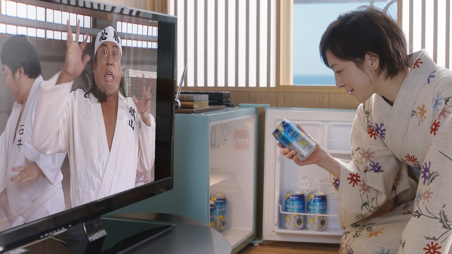 CM「温泉上がりでスッキリ 2018春」のワンシーン。