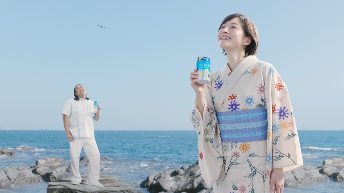CM「温泉上がりでスッキリ 2018春」のワンシーン。