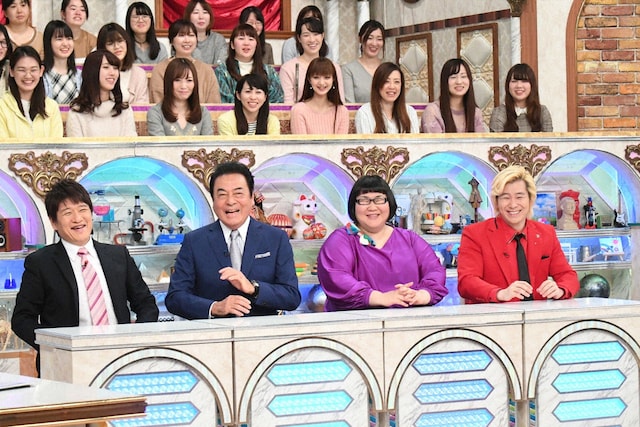 「林修の今でしょ！講座 3時間スペシャル」に出演する（左から）林修、高橋英樹、メイプル超合金。(c)テレビ朝日