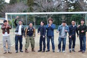 左からシュラム和田、LLR伊藤、パンクブーブー佐藤、フルーツポンチ亘、ニブンノゴ！大川、サルエル米女、オリオンリーグ玉代、バニラボックス吉野。(c)チバテレ