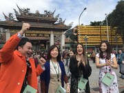 「旅ずきんちゃん」で台湾旅を繰り広げる（左から）鬼ヶ島アイアム野田、大久保佳代子、池田美優、インリン。(c)CBC