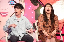 「有田哲平の夢なら醒めないで」にゲスト出演する（左から）オリエンタルラジオ藤森、横澤夏子。(c)TBS