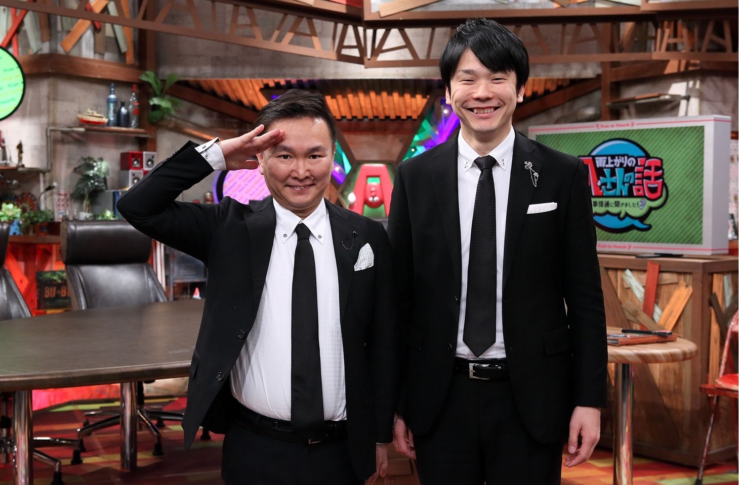 「雨上がりの『Aさんの話』～事情通に聞きました！～」を卒業する、かまいたち。(c)ABC
