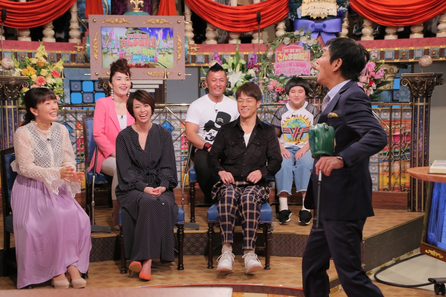 「踊る踊る踊る！さんま御殿!! 春のモテ美女超満開!!激アツ！世代バトル祭」のワンシーン。(c)日本テレビ