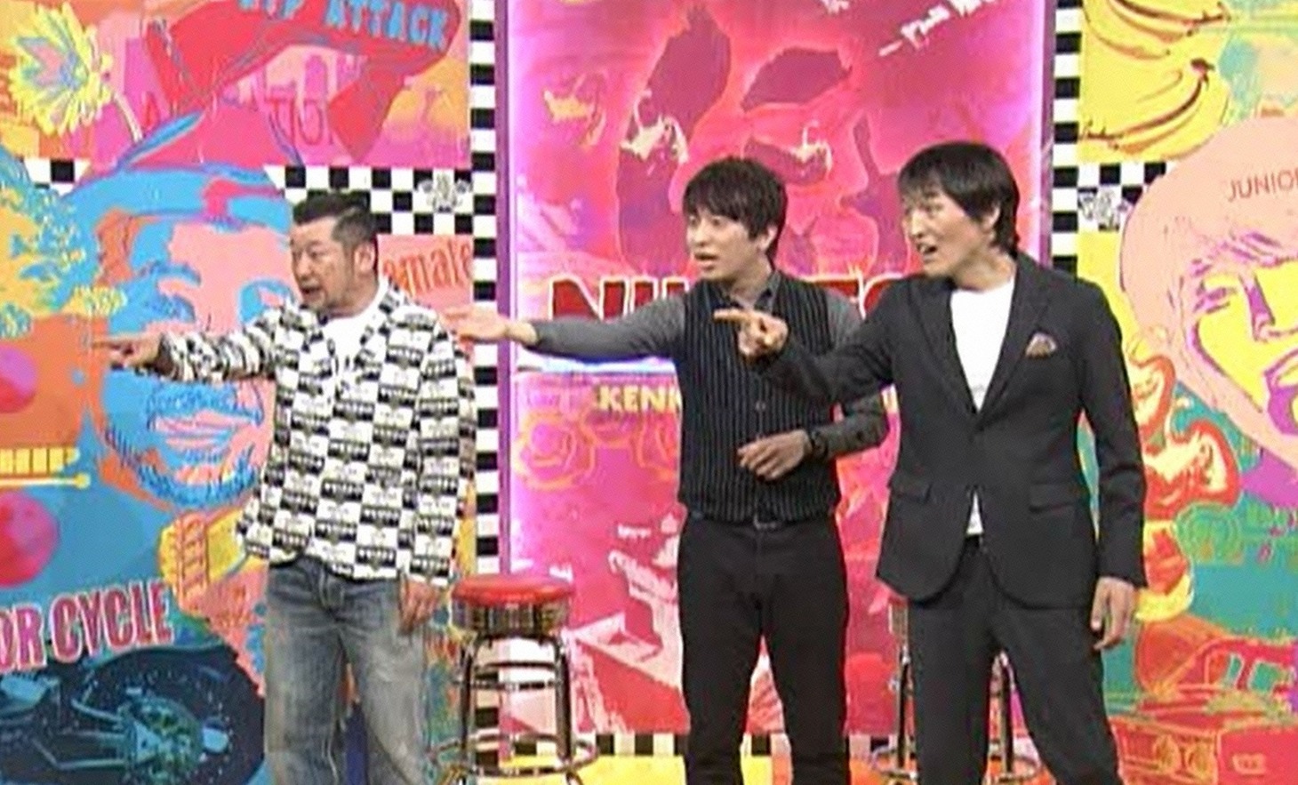左からケンドーコバヤシ、ありがとう細野、千原ジュニア。(c)読売テレビ