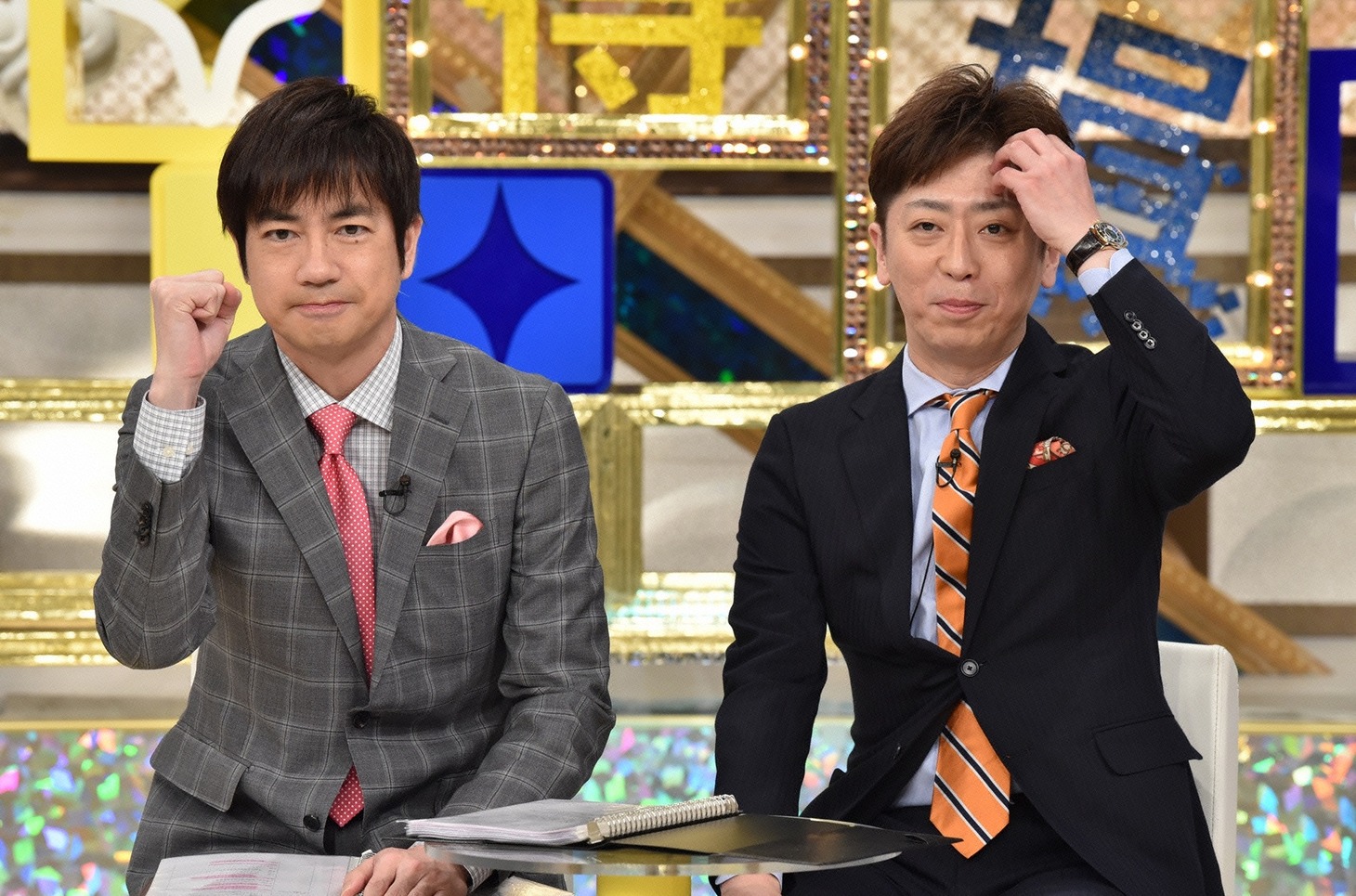 左から羽鳥慎一、フットボールアワー後藤。(c)日本テレビ