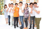 左から飯田菜奈アナウンサー、サンドウィッチマン、笠井信輔アナウンサー、マギー審司、たんぽぽ白鳥、狩野英孝、トミドコロ。