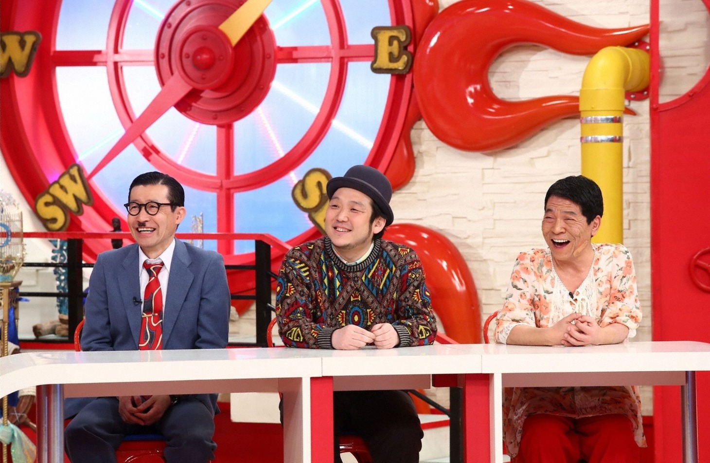 「マルコポロリ！」で「お笑いBIG3」を語る“付き人”の（左から）イワイガワ岩井ジョニ男、アル北郷、松尾伴内。(c)関西テレビ