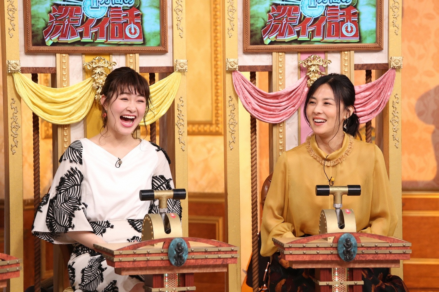 左から村上佳菜子、井森美幸。(c)日本テレビ