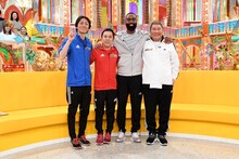 （左から）ナインティナイン、タイソン・ゲイ、ビートたけし。(c)テレビ朝日