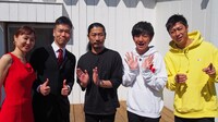 「恋する!?マッチング舞踏会～運命のパートナーを探せ～」に出演するパンサーと、山嵜・石本ペア（左）。(c)ダンスチャンネル