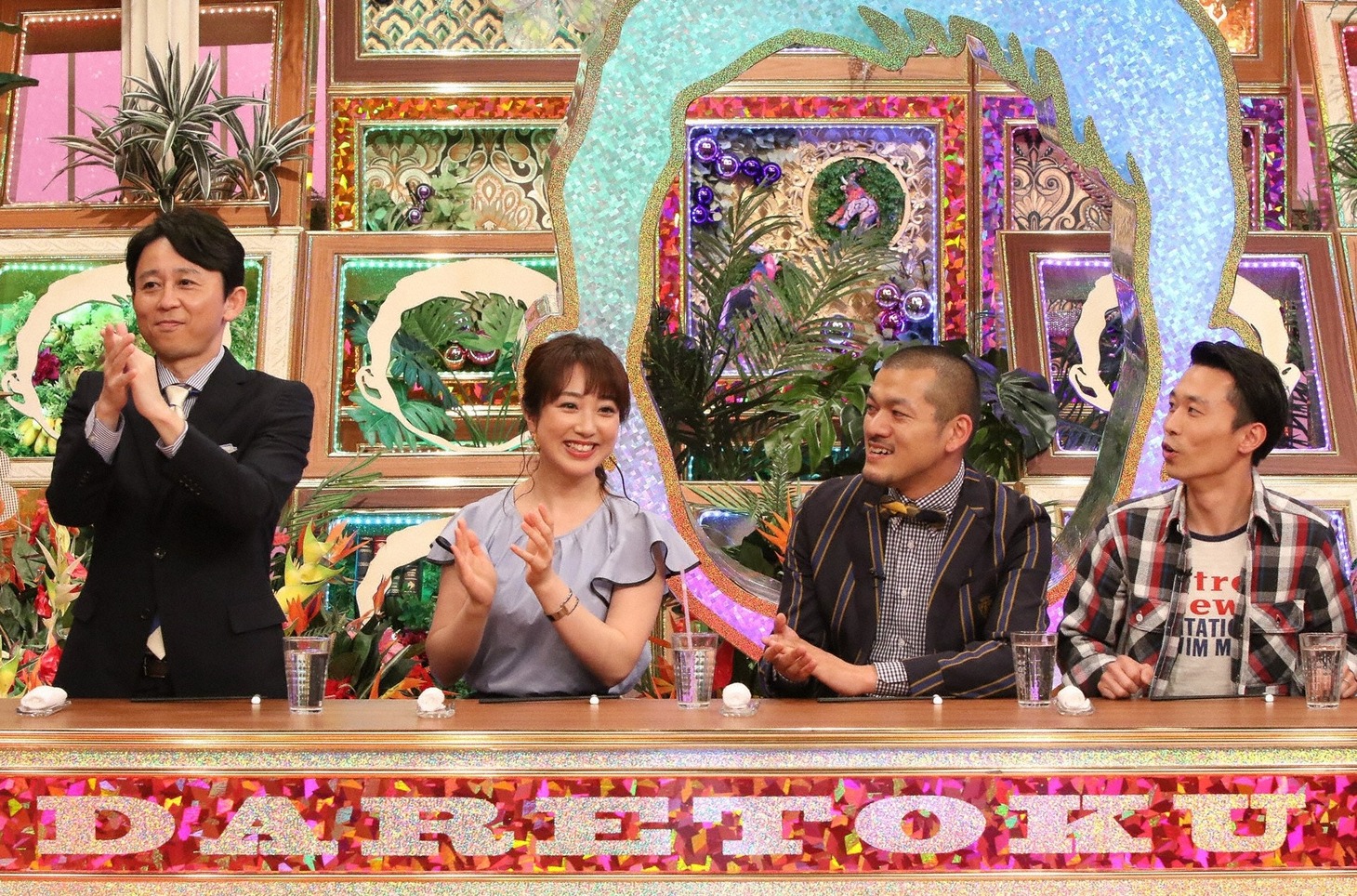 （左から）有吉弘行、川田裕美、カミナリ。(c)関西テレビ