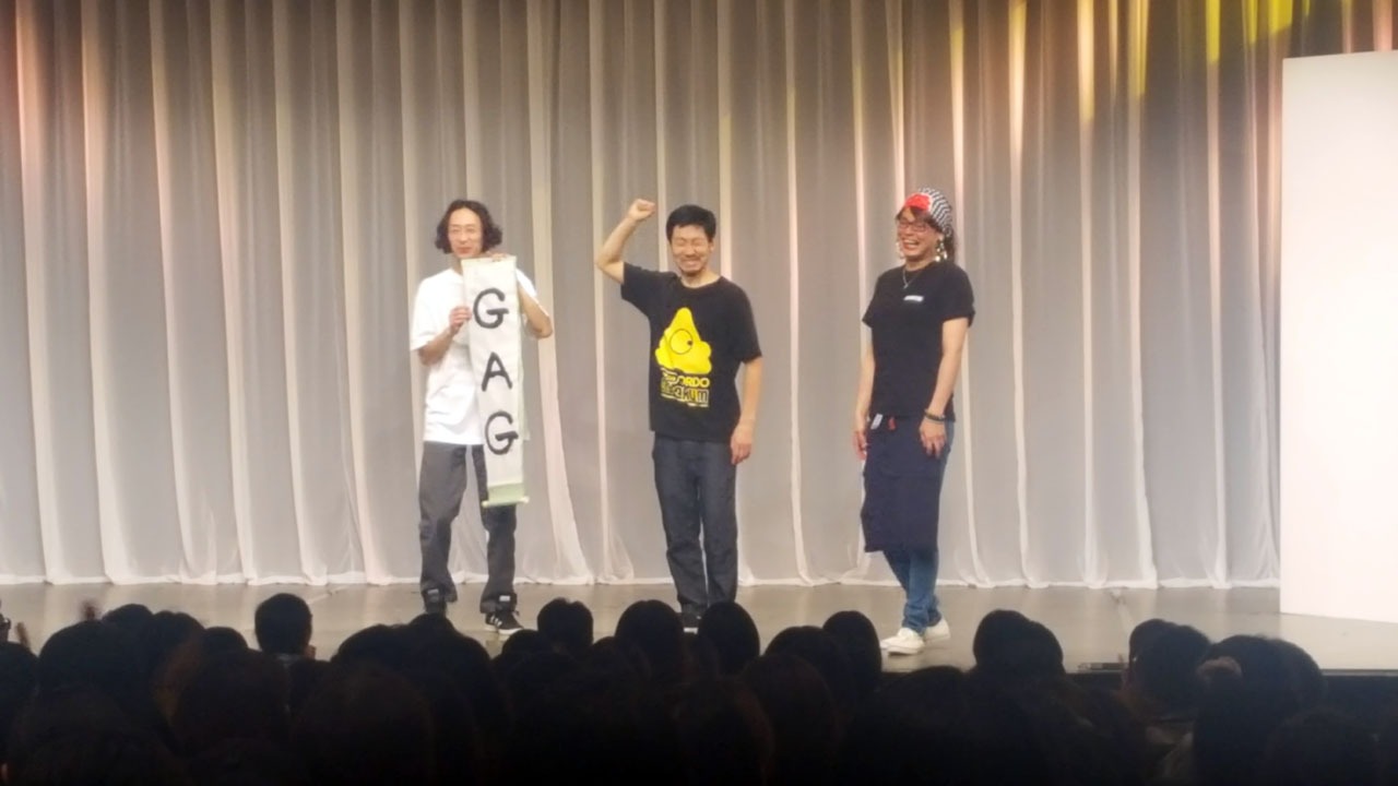 改名を発表したGAG少年楽団。左から坂本、福井、宮戸。