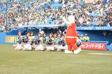 マウンドに向かうひょっこりはん。