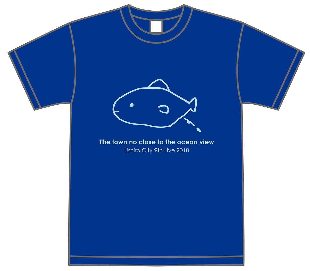 「どこが海のみえるまちTシャツ（ライトブルー）」