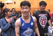 「炎の体育会TVSP」でレスリング全国大会に臨む、ジャングルポケット太田。