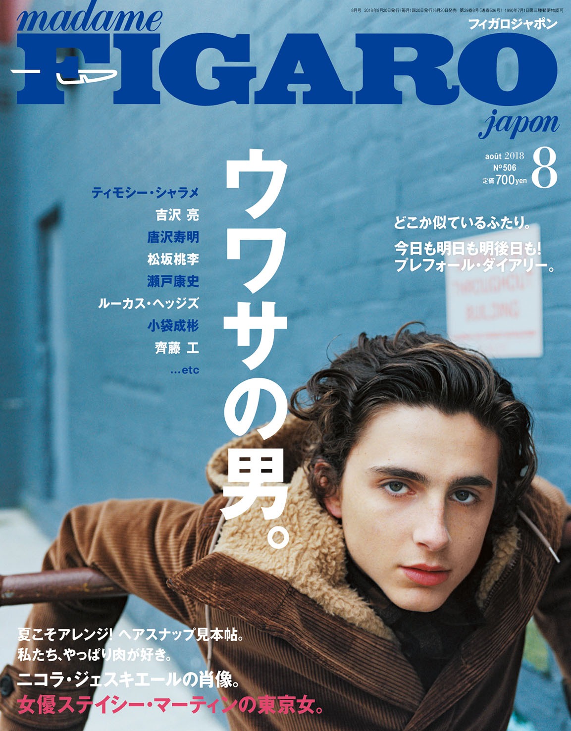 「フィガロジャポン」2018年8月号の表紙。