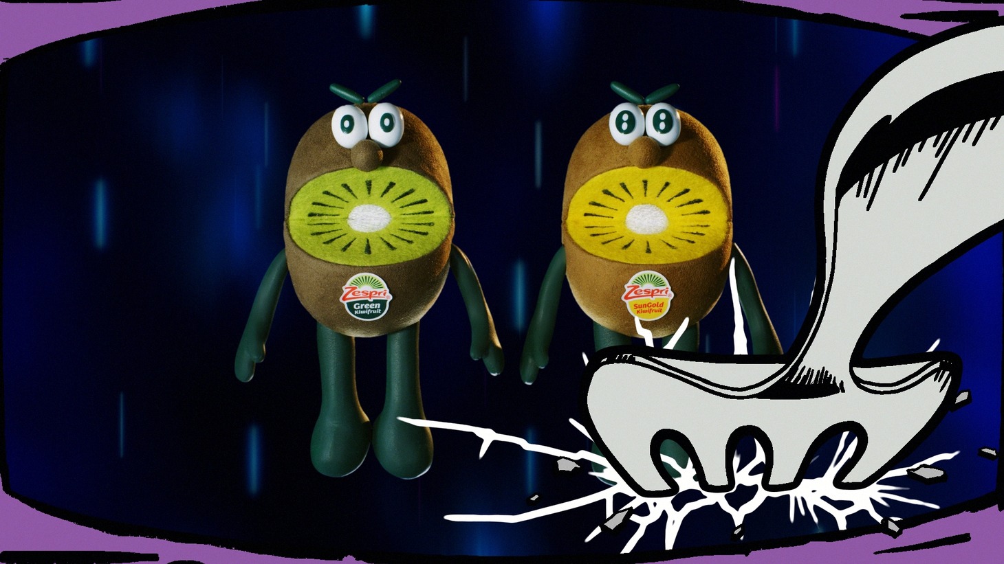 新CM「ゼスプリ 突然のバナナマン」編のワンシーン。