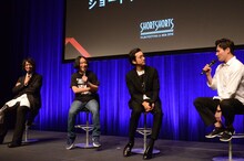 本日6月21日「チーム万力 presents ショートフィルムの未来地図」に登壇した（左から）斎藤工、永野、金子ノブアキ、清水康彦監督。