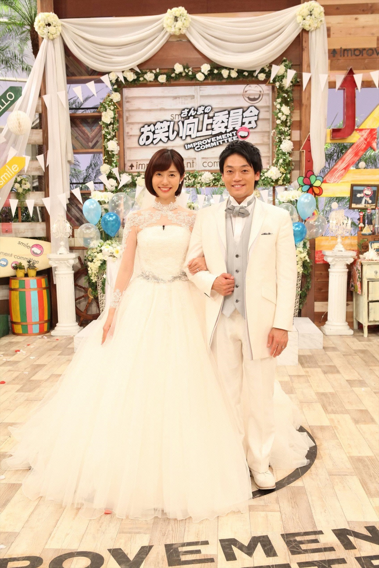 おばたのお兄さんと山崎夕貴アナ（左）。(c)フジテレビ