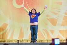 よしもと祇園花月の前説を務めたガリガリガリクソン。