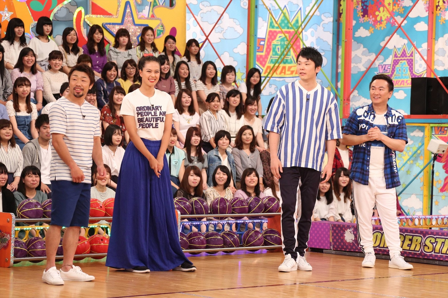 （左から）八重樫東、阿部桃子、かまいたち。(c)フジテレビ