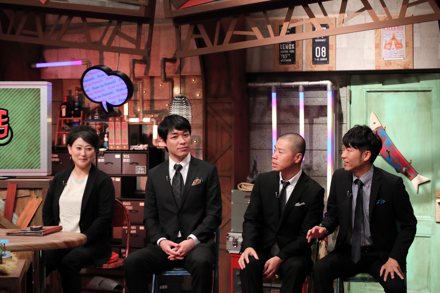 「雨上がりの『Aさんの話』～事情通に聞きました！～」に出演する、（左から）友近、麒麟・川島、アキナ。(c)ABC