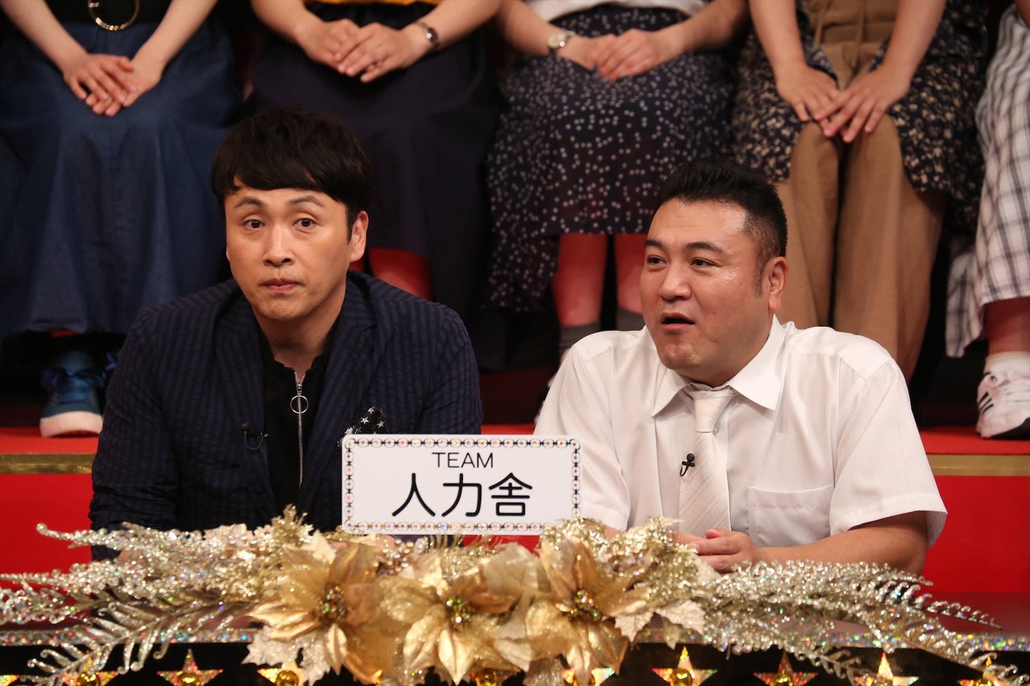 （左から）アンジャッシュ児嶋、アンタッチャブル山崎。(c)フジテレビ