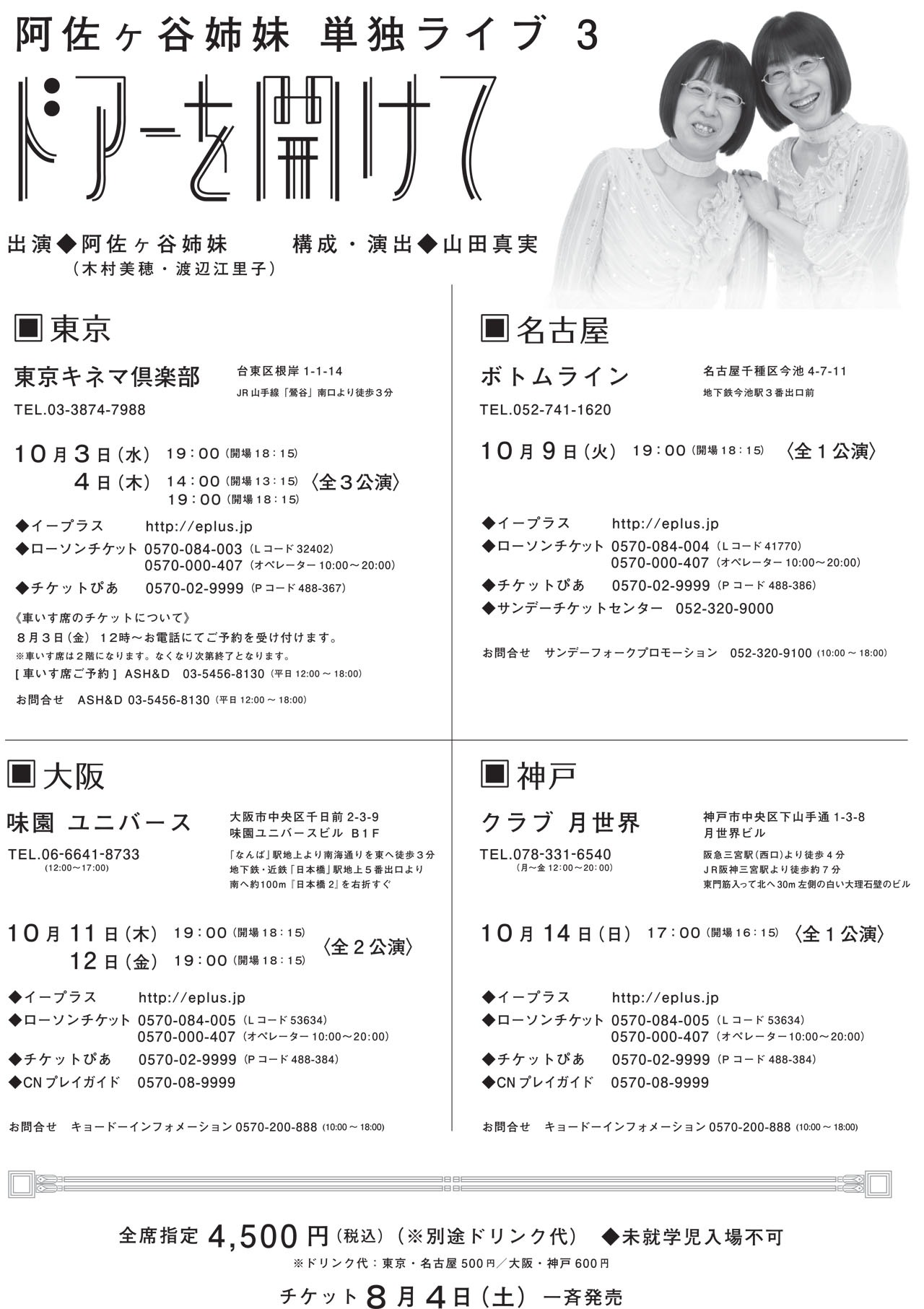 阿佐ヶ谷姉妹単独ライブ「ドアーを開けて」チラシ（裏面）