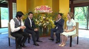 左からかまいたち濱家、橋下徹、西川きよし、西川ヘレン。(c)読売テレビ