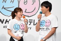 左から水卜麻美日本テレビアナウンサー、桝太一日本テレビアナウンサー。