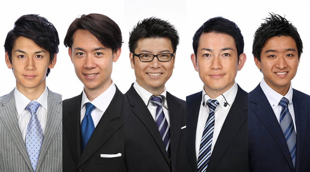 いいすぽアナ。左から大村晟、田淵裕章、鈴木芳彦、小穴浩司、藤井弘輝。