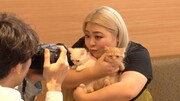 猫と触れ合う渡辺直美。(c)フジテレビ
