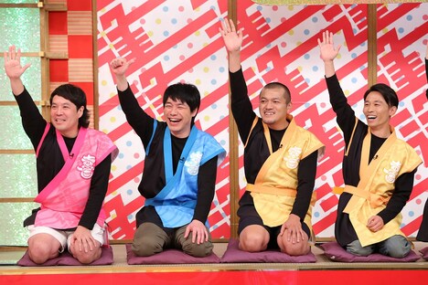 （左から）タカアンドトシ・タカ、麒麟・川島、カミナリ。(c)中京テレビ