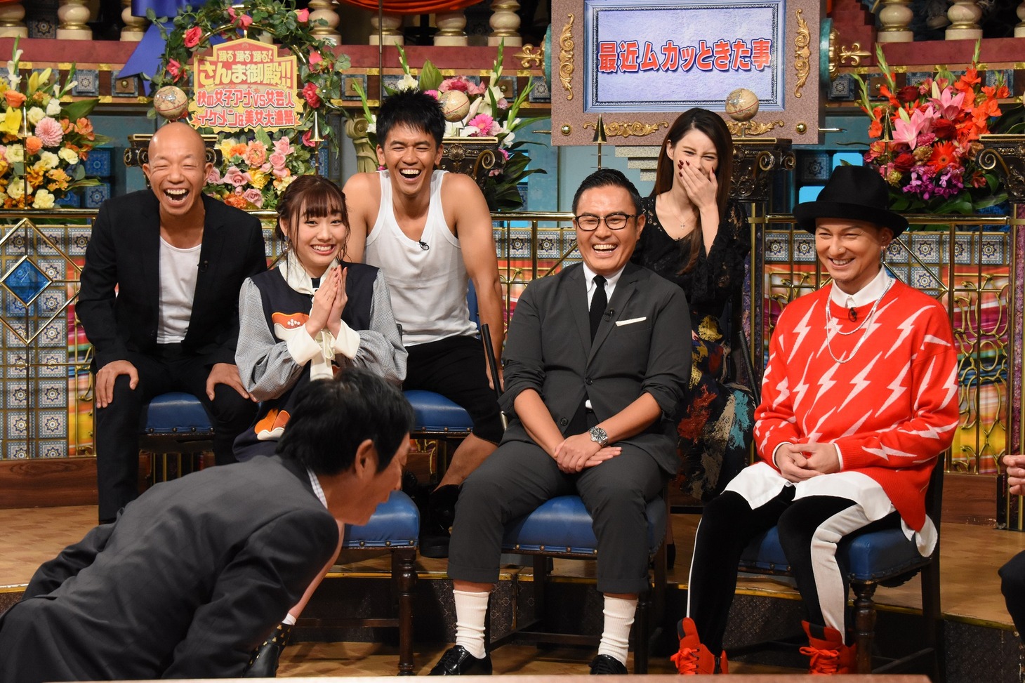 「踊る踊る踊る！さんま御殿 秋の女子アナVS女芸人 イケメン＆美女大漁祭」のワンシーン。(c)日本テレビ