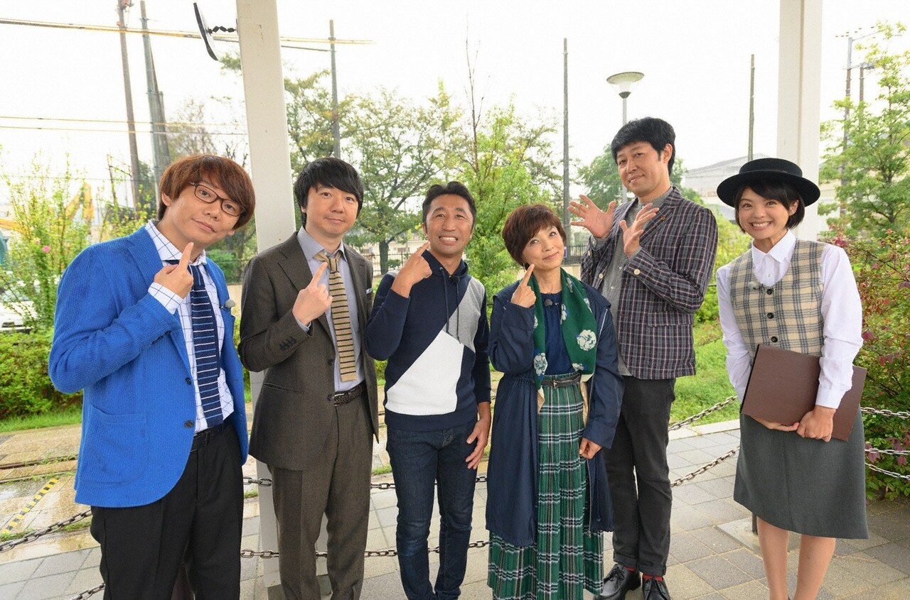 「王者たちの知名度ツアー ～関西NO.1スポットで勝負～」に出演する（左から）三四郎、内藤大助、榊原郁恵、小籔千豊、喜多ゆかりアナ。(c)ABC