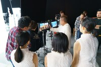 PIZZA-LA新CM撮影中の様子。