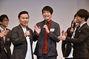 「M-1グランプリ2018」決勝進出者発表会見の様子。