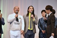 「M-1グランプリ2018」決勝進出者発表会見の様子。