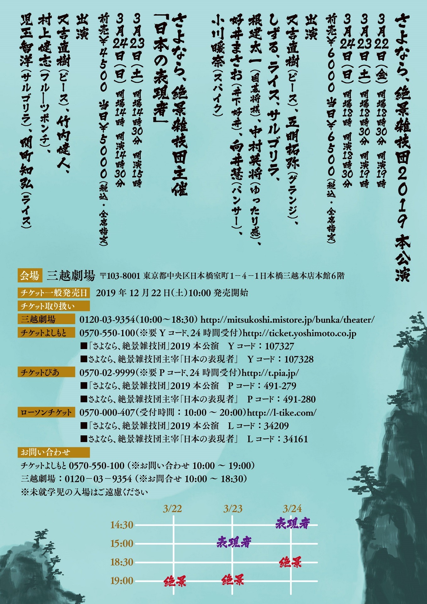 「さよなら、絶景雑技団2019本公演」チラシ（裏面）