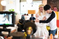 CM撮影中の様子。