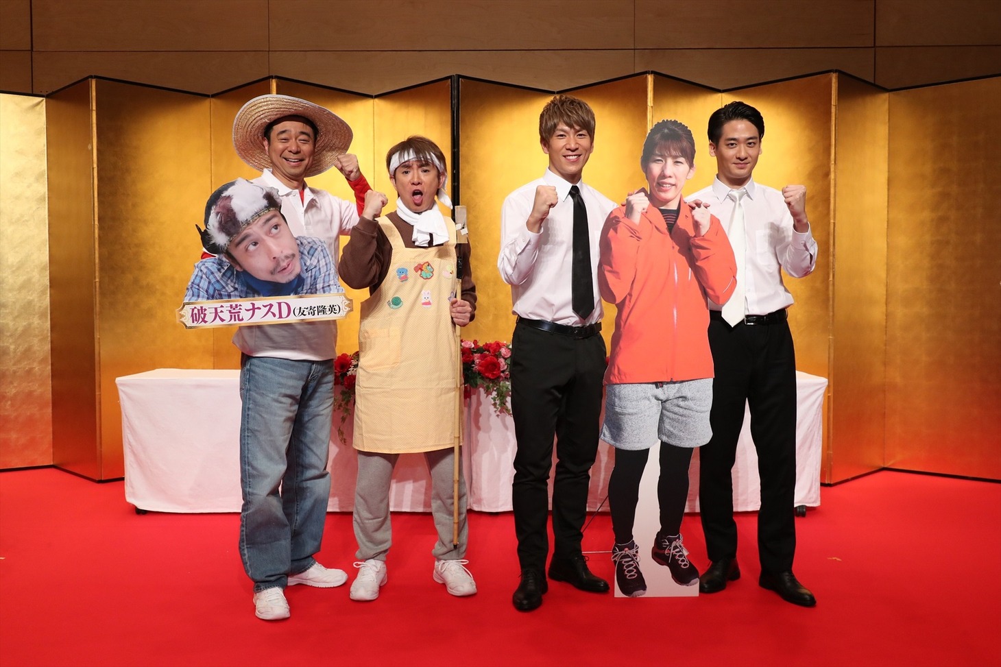 放送を前にした記者会見に出席した（左から）よゐことブリリアン。(c)テレビ朝日