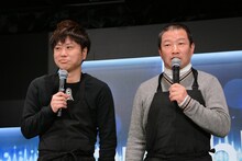 左から2丁拳銃・修二、木村祐一。