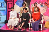 「有田哲平の夢なら醒めないで」に出演する(前列左から)沙羅、福田彩乃、らりるRIE、(後列左から)カトリーナ陽子、みよこ。(c)TBS
