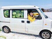 キャベツ畑にて、いかにも地元の農家風のアイロンヘッド辻井。